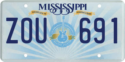 MS license plate ZOU691