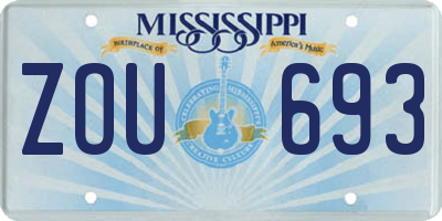 MS license plate ZOU693