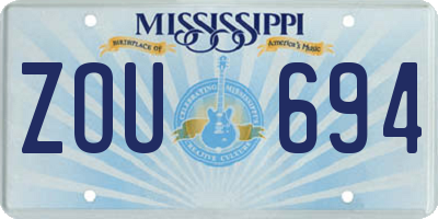 MS license plate ZOU694