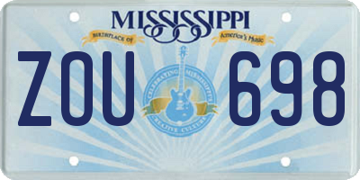 MS license plate ZOU698