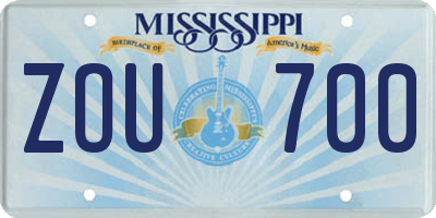 MS license plate ZOU700
