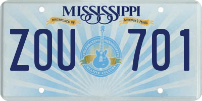 MS license plate ZOU701