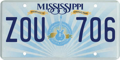 MS license plate ZOU706