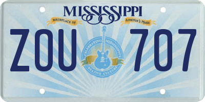 MS license plate ZOU707