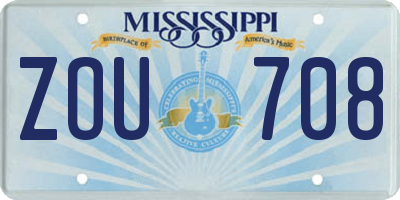 MS license plate ZOU708