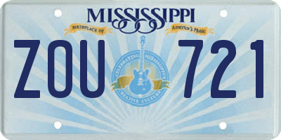 MS license plate ZOU721