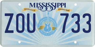 MS license plate ZOU733