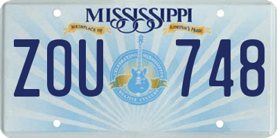 MS license plate ZOU748