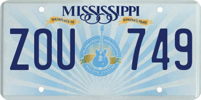 MS license plate ZOU749