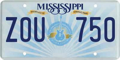 MS license plate ZOU750