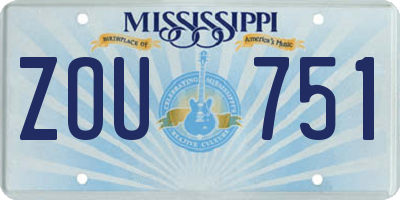MS license plate ZOU751