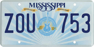 MS license plate ZOU753