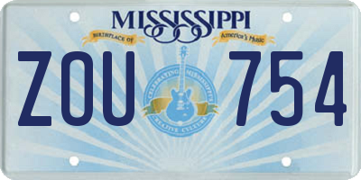 MS license plate ZOU754