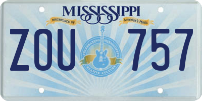 MS license plate ZOU757