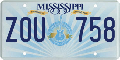 MS license plate ZOU758