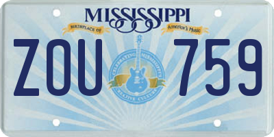 MS license plate ZOU759