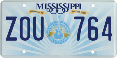 MS license plate ZOU764