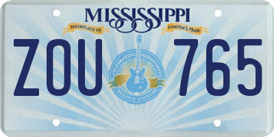 MS license plate ZOU765