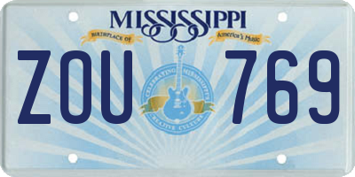 MS license plate ZOU769
