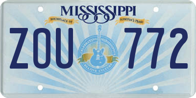 MS license plate ZOU772