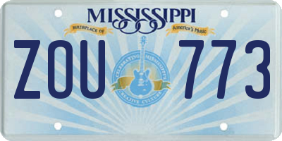 MS license plate ZOU773