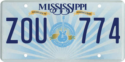 MS license plate ZOU774