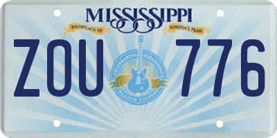 MS license plate ZOU776