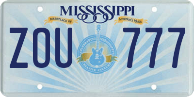 MS license plate ZOU777