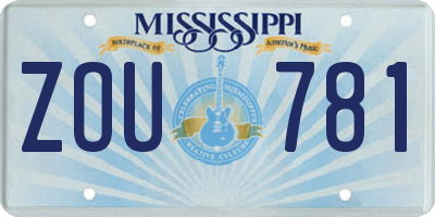 MS license plate ZOU781