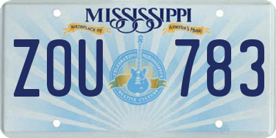 MS license plate ZOU783