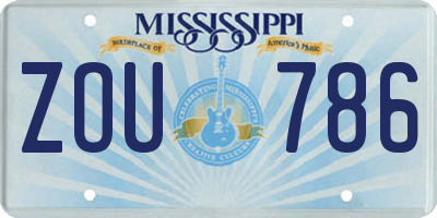 MS license plate ZOU786