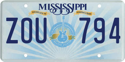 MS license plate ZOU794