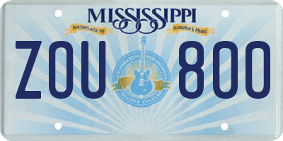 MS license plate ZOU800