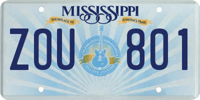 MS license plate ZOU801