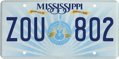 MS license plate ZOU802