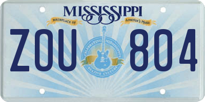MS license plate ZOU804