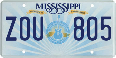 MS license plate ZOU805