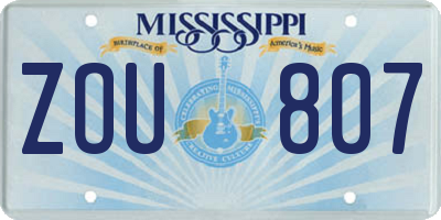 MS license plate ZOU807