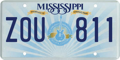 MS license plate ZOU811