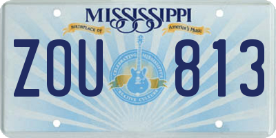 MS license plate ZOU813