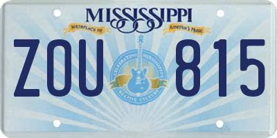 MS license plate ZOU815