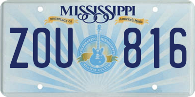 MS license plate ZOU816