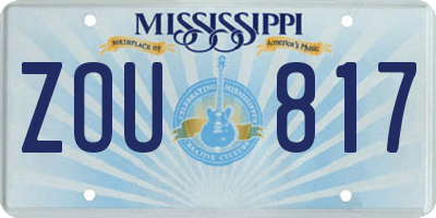 MS license plate ZOU817