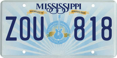 MS license plate ZOU818