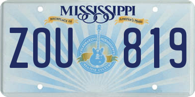 MS license plate ZOU819