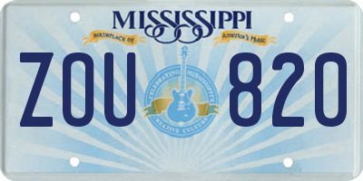 MS license plate ZOU820
