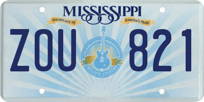MS license plate ZOU821