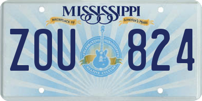 MS license plate ZOU824