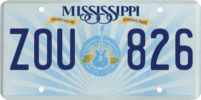 MS license plate ZOU826