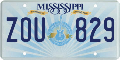 MS license plate ZOU829